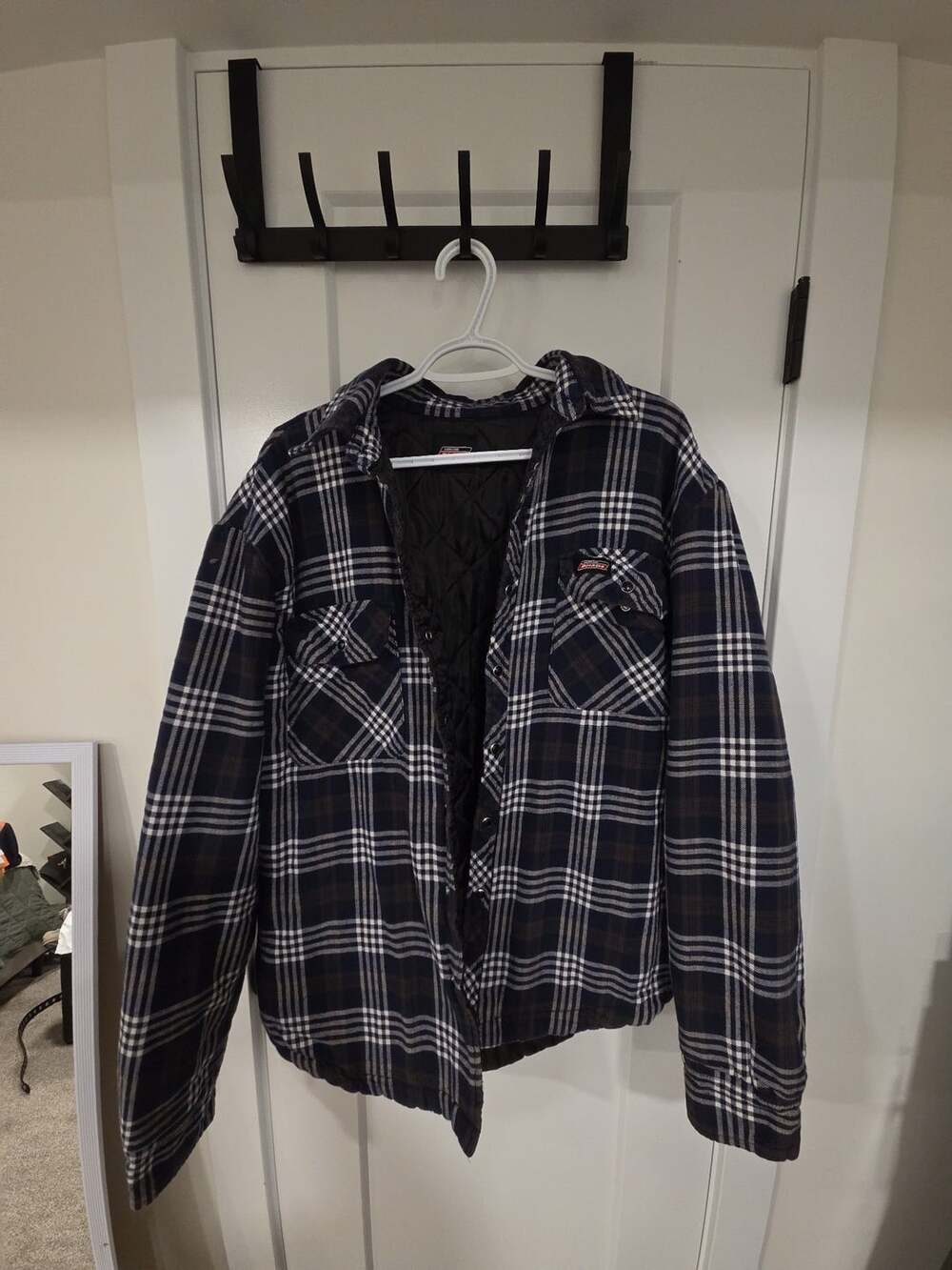 Dickies Quilted Plaid Flannel Shirt Jacket Navy Blue